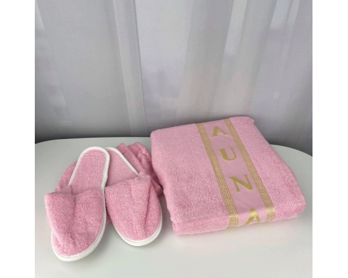 Махровый комплект для сауны и бани женский Merzuka, розовый