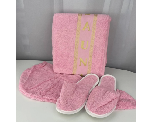 Махровый комплект для сауны и бани женский Merzuka, розовый