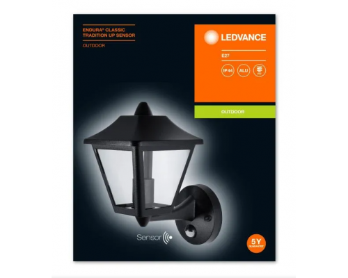 ENDURA CLASSIC Trad Alu Up Sensor E27 BK 3 4058075206304