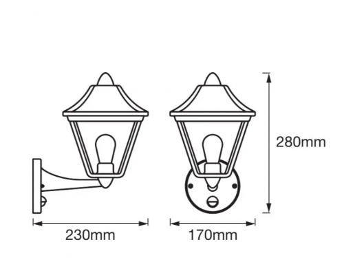 ENDURA CLASSIC Trad Alu Up Sensor E27 BK 3 4058075206304