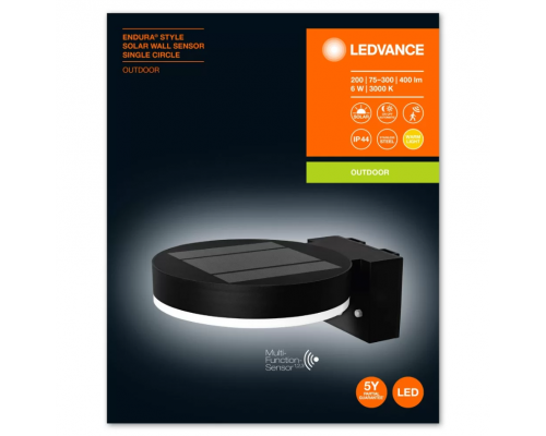 ENDURA STYLE Solar Sensor Wall Circle 6W BK 4058075392762