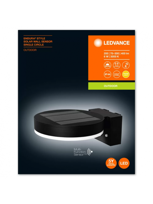 ENDURA STYLE Solar Sensor Wall Circle 6W BK 4058075392762