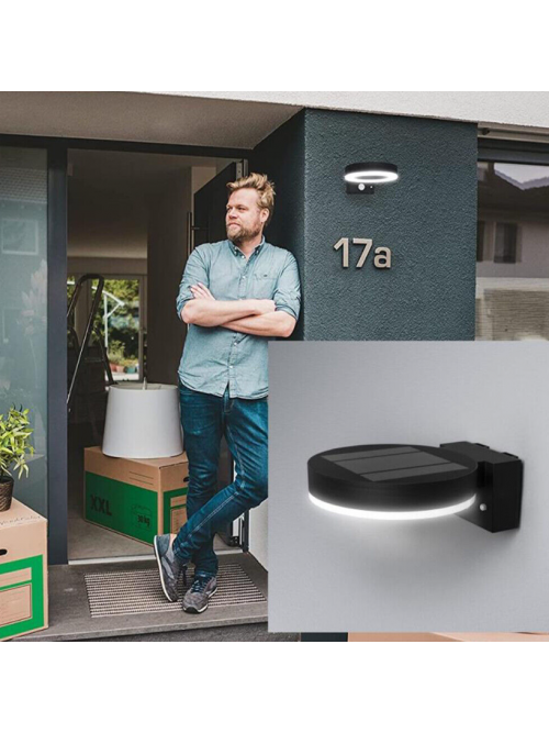 ENDURA STYLE Solar Sensor Wall Circle 6W BK 4058075392762