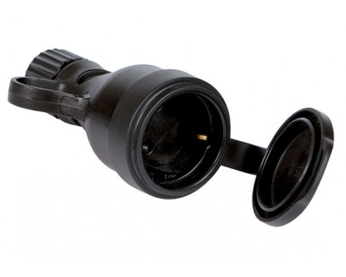 Розетка PDE 2К+З 16А HI-PRO IP44 с резиновой крышкой, цвет черный