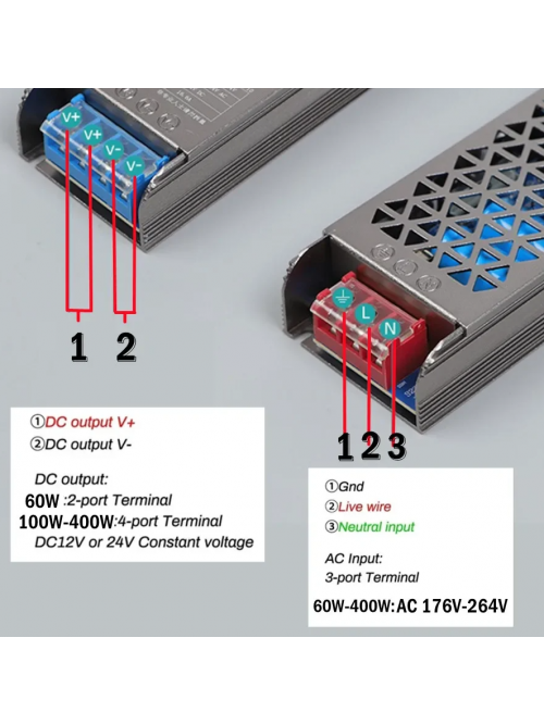 Светодиодный импульсный источник питания 24V 400W 16.6A Линейный источник питания для Светодиодных Лент и модулей
