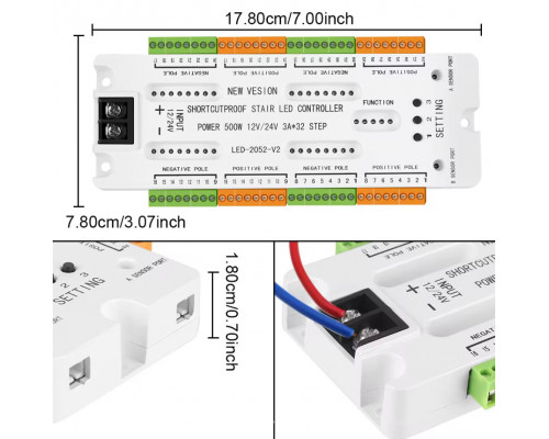 Stair Controller PIR Senzor de mișcare LED Strip Lighting Controller Descriere 1.1 Controlerul este