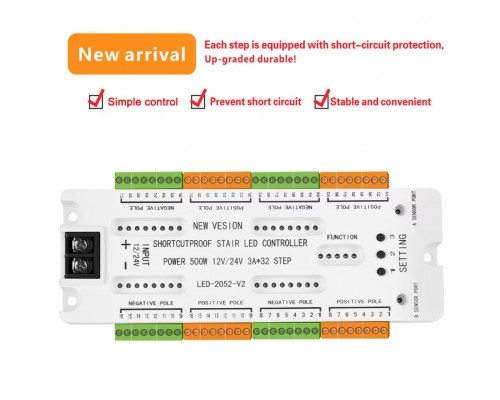 Stair Controller PIR Senzor de mișcare LED Strip Lighting Controller Descriere 1.1 Controlerul este