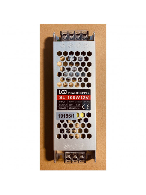 БЛОК ПИТАНИЯ 12V 8.3A 100W, ОТКРЫТЫЙ, SLIM (УЗКОЙ И ПЛОСКОЙ ФОРМЫ). ТРАНСФОРМАТОР 220В-12В, 100 ВАТТ. POWER SUPPLY 12V