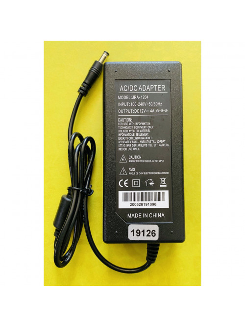 Блок питания 12V 4A (пластиковый корпус), штекер 5.5x2.5 + кабель питания