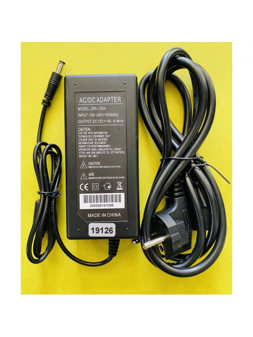 Блок питания 12V 4A (пластиковый корпус), штекер 5.5x2.5 + кабель питания
