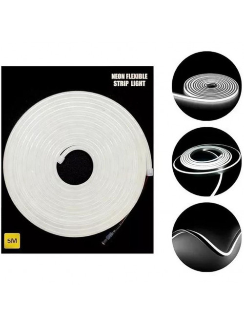 Неоновая светодиодная лента Холодного Белого цвета 5 метров Neon Flexible Strip Light