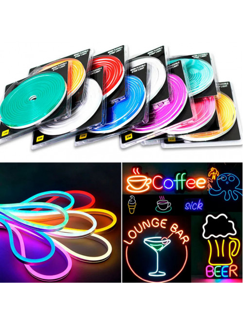 Неоновая светодиодная лента Холодного Белого цвета 5 метров Neon Flexible Strip Light