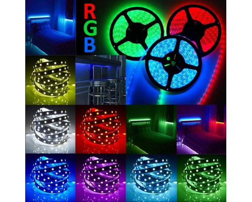 Лента RGB с возможностью регулировки цвета 14,4W/м без комплектующих 60LED/м IP20 ( 5 метров)