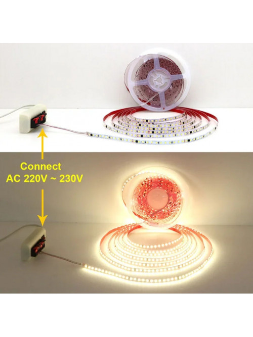 Яркая светодиодная лента 220В, 12 Вт/м, 2835, 10м, 1200 LED, 6500К Новинка!!!
