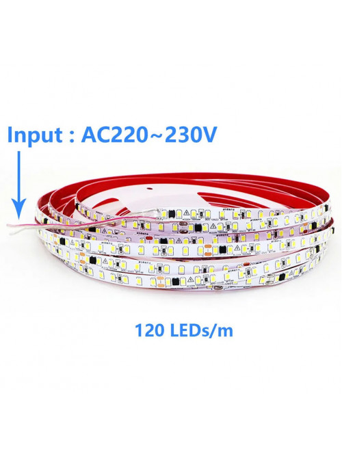 Яркая светодиодная лента 220В, 12 Вт/м, 2835, 10м, 1200 LED, 6500К Новинка!!!