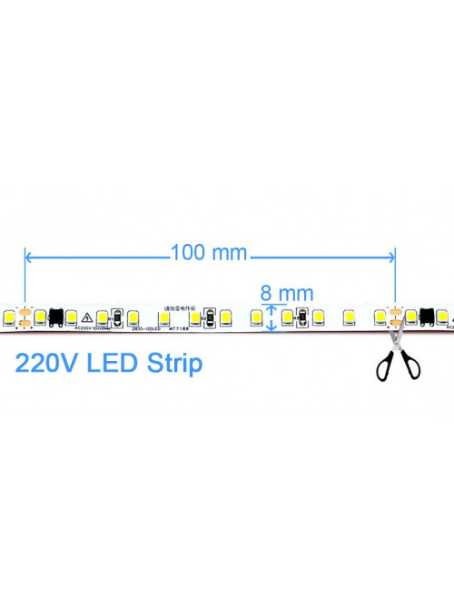 Яркая светодиодная лента 220В, 12 Вт/м, 2835, 10м, 1200 LED, 6500К Новинка!!!