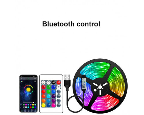 Bandă LED RGB 5050 cu telecomandă, 5 m, 5 Volți, USB, Bluetooth IP65