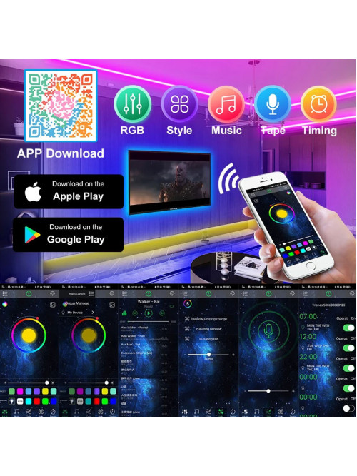 Светодиодная лента RGB 5050 с пультом, 5 м, 5 Вольт, USB, Bluetooth IP65