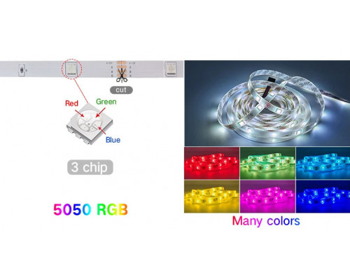 Светодиодная лента RGB 5050 с пультом, 5 м, 5 Вольт, USB, Bluetooth IP65