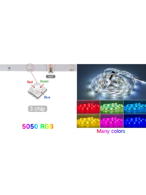 Светодиодная лента RGB 5050 с пультом, 5 м, 5 Вольт, USB, Bluetooth IP65