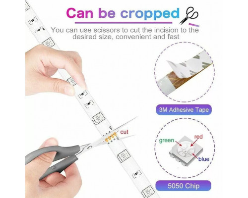 Светодиодная лента RGB 5050 с пультом, 5 м, 5 Вольт, USB, Bluetooth IP65