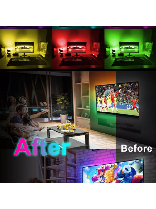 Светодиодная лента RGB 5050 с пультом, 5 м, 5 Вольт, USB, Bluetooth IP65