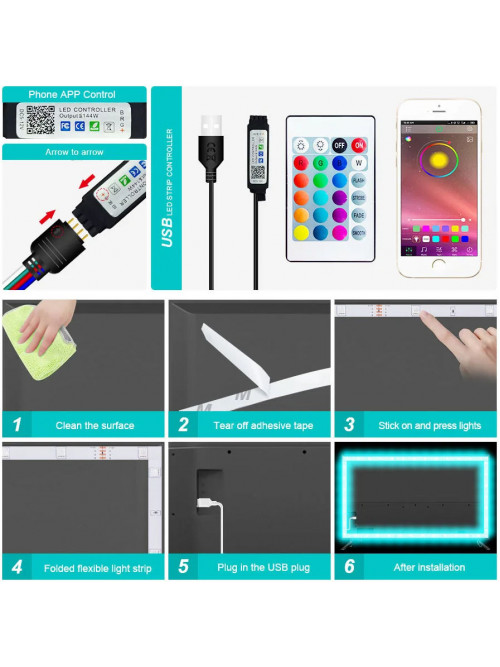 Светодиодная лента RGB 5050 с пультом, 5 м, 5 Вольт, USB, Bluetooth IP65