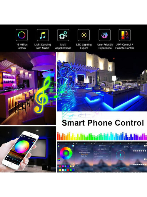 Светодиодная лента RGB 5050 с пультом, 5 м, 5 Вольт, USB, Bluetooth IP65