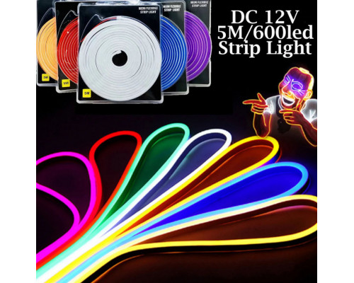 Неоновая светодиодная лента Розового цвета 5 метров Neon Flexible Strip Light