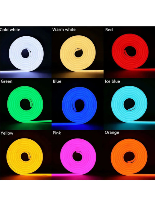 Неоновая светодиодная лента Розового цвета 5 метров Neon Flexible Strip Light