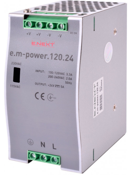 Блок питания на DIN-рейку e.m-power.120.24 120Вт, DC24В