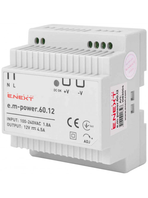 Блок питания на DIN-рейку e.m-power.60.12 60Вт, DC12В
