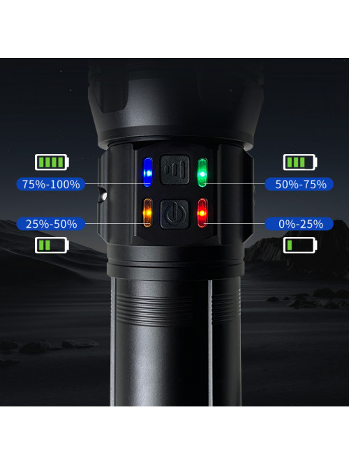 Фонарь NIGHT VISION FLUORESCENCE AK177-1 WHITE LASER LED PM60-TG, 4х18650, power bank, индикация заряда, ЗУ Type-C, zoom, 5 фильтров 