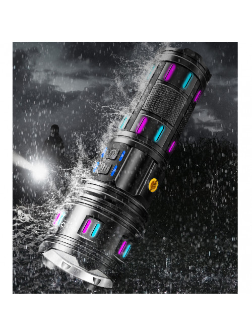 Фонарь NIGHT VISION FLUORESCENCE AK177-1 WHITE LASER LED PM60-TG, 4х18650, power bank, индикация заряда, ЗУ Type-C, zoom, 5 фильтров 
