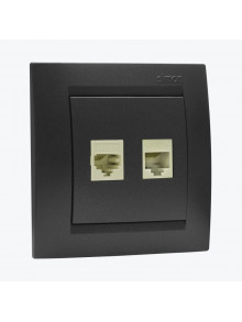 Priza TF RJ11 + calculator RJ45 cat.5e SIMON 15 Grafit