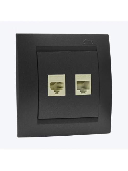Priza TF RJ11 + calculator RJ45 cat.5e SIMON 15 Grafit