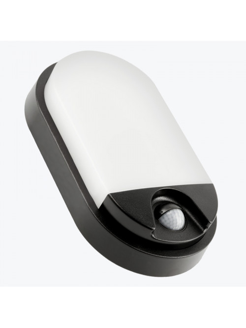 Настенный светильник черный с датчиком движения TULON 15W 1350LM IP54 4000K овал черный