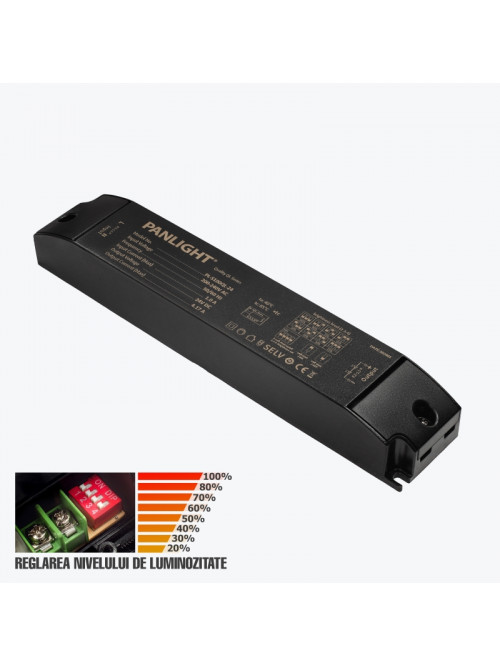 Блок питания для светодиодной ленты черный с регулировкой яркости SLIM DC24V 4.17A 100W IP20 PL-S100QL-24 PANLIGHT