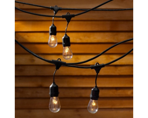 Уличная ретро гирлянда черная без ламп 24 патрона E27 15 метров с коннектором PL-SLL1524 PANLIGHT