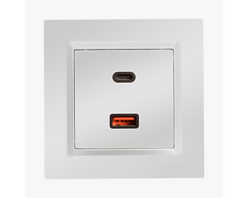 Priza dubla USB, C+A 30W,alba CEC2CA.01/11 SIMON 10