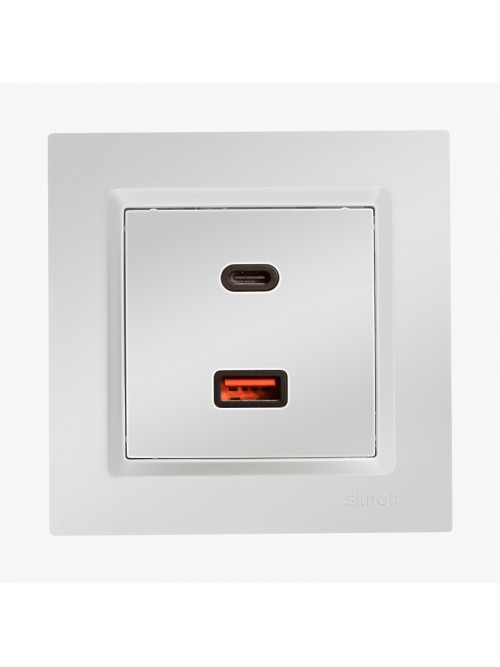 Priza dubla USB, C+A 30W,alba CEC2CA.01/11 SIMON 10