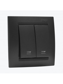 Intrerupator dublu cu indicator LED SIMON 15 Grafit