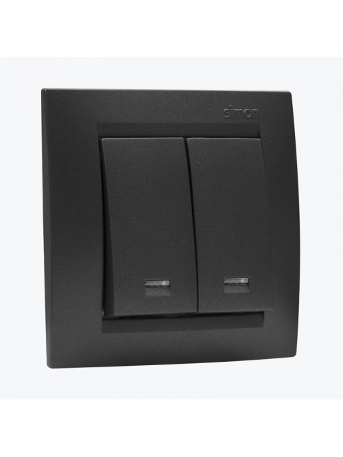 Intrerupator dublu cu indicator LED SIMON 15 Grafit