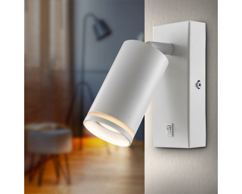 Бра GU10 круглый белый с выключателем 55x100mm PL-23024W