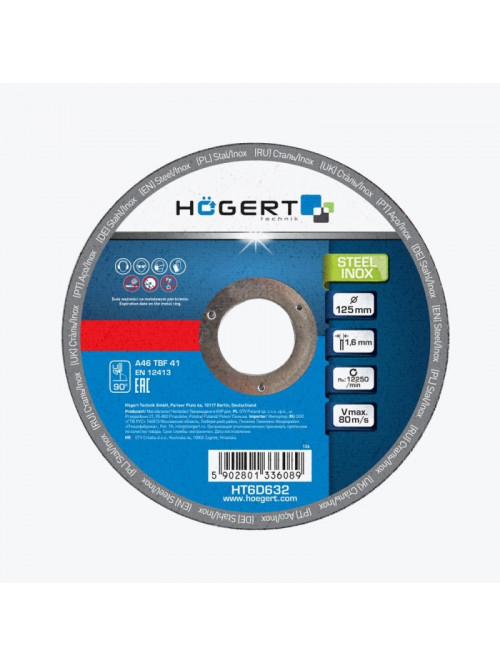 Диск отрезной по стали и нержавейки 125×1,6x22,23 HT6D632B HOEGERT