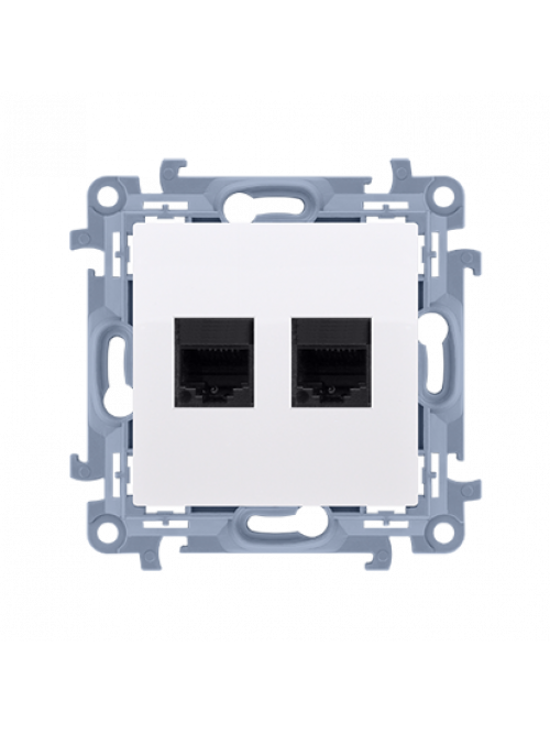 Priza dubla calculator+calculator RJ45 cat5e alba C52.01/11 SIMON 10