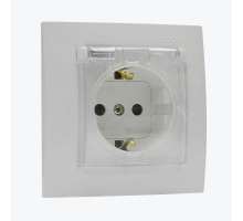 Priza euro protectie pentru copii cu capac IP44 alba 1590450-030 SIMON 15