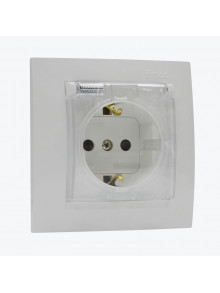Priza euro protectie pentru copii cu capac IP44 alba 1590450-030 SIMON 15