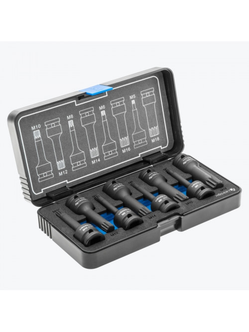 Торцевые головки, ударные SPLINE, 8 шт., 1/2, CrMo HT6R006 HOEGERT