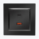 Priza dubla USB, C+A 30W, negru mat CEC2CA.01/49 SIMON 10